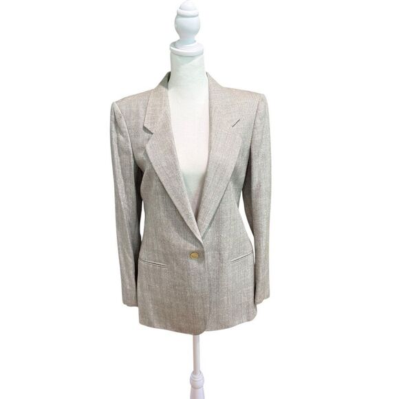 Vintage Baskin herringbone gray blazer size 6 - Picture 1 of 7